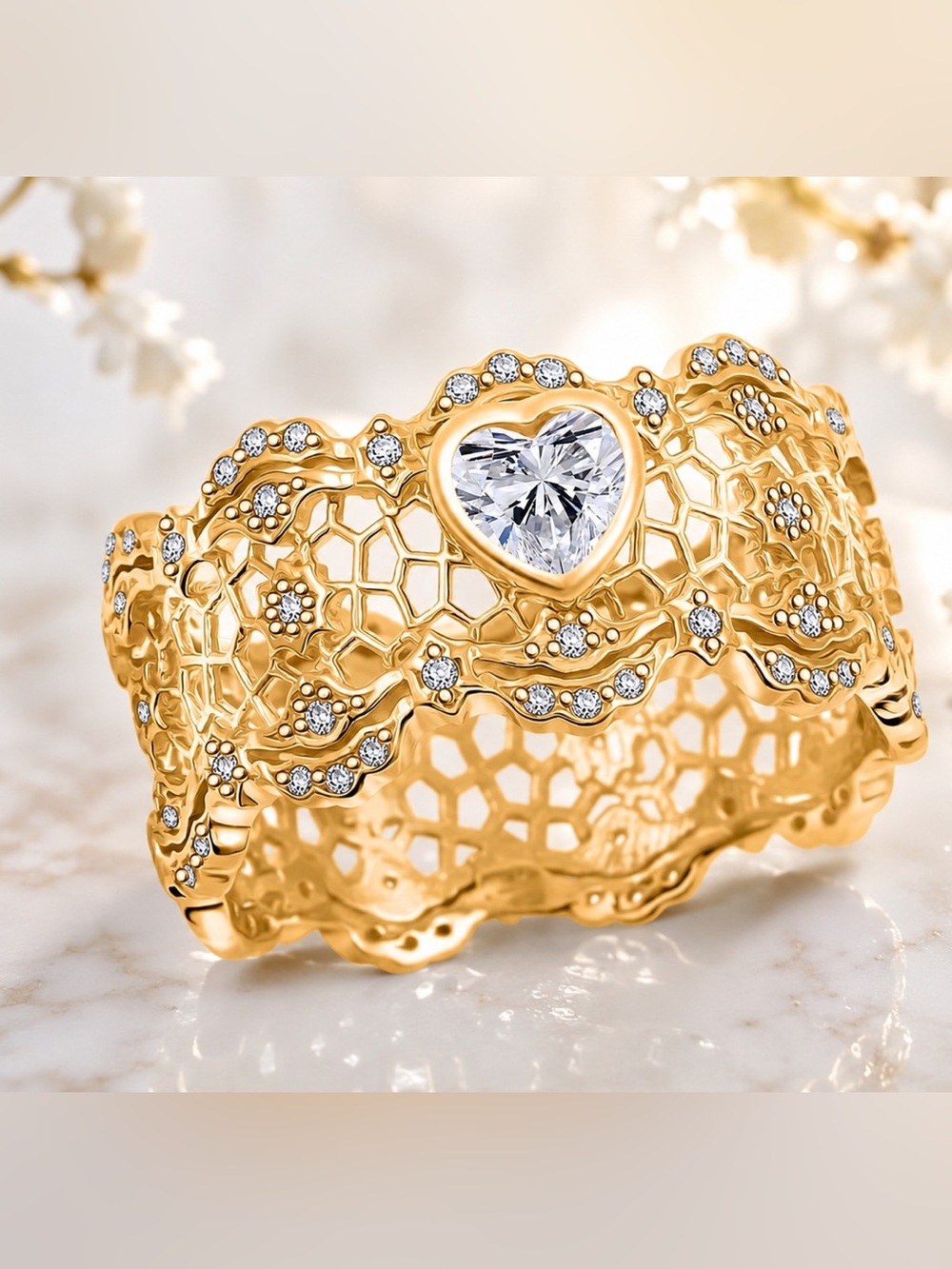 Heart Ring in 14K Yellow Gold Over Sterling size 7
